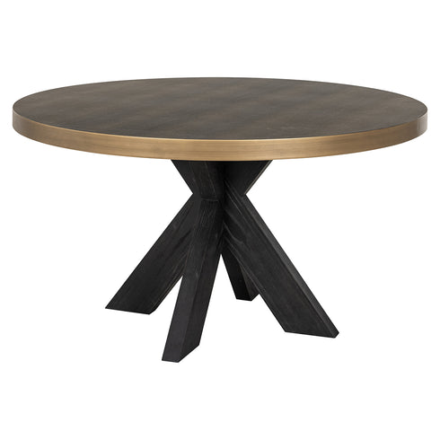 Ville Shargreen Black & Brass Frame Circle 4 Seater Dining Table